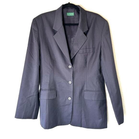 J. Crew Navy Blue 100% Wool Blazer Size 12 - Picture 1 of 6